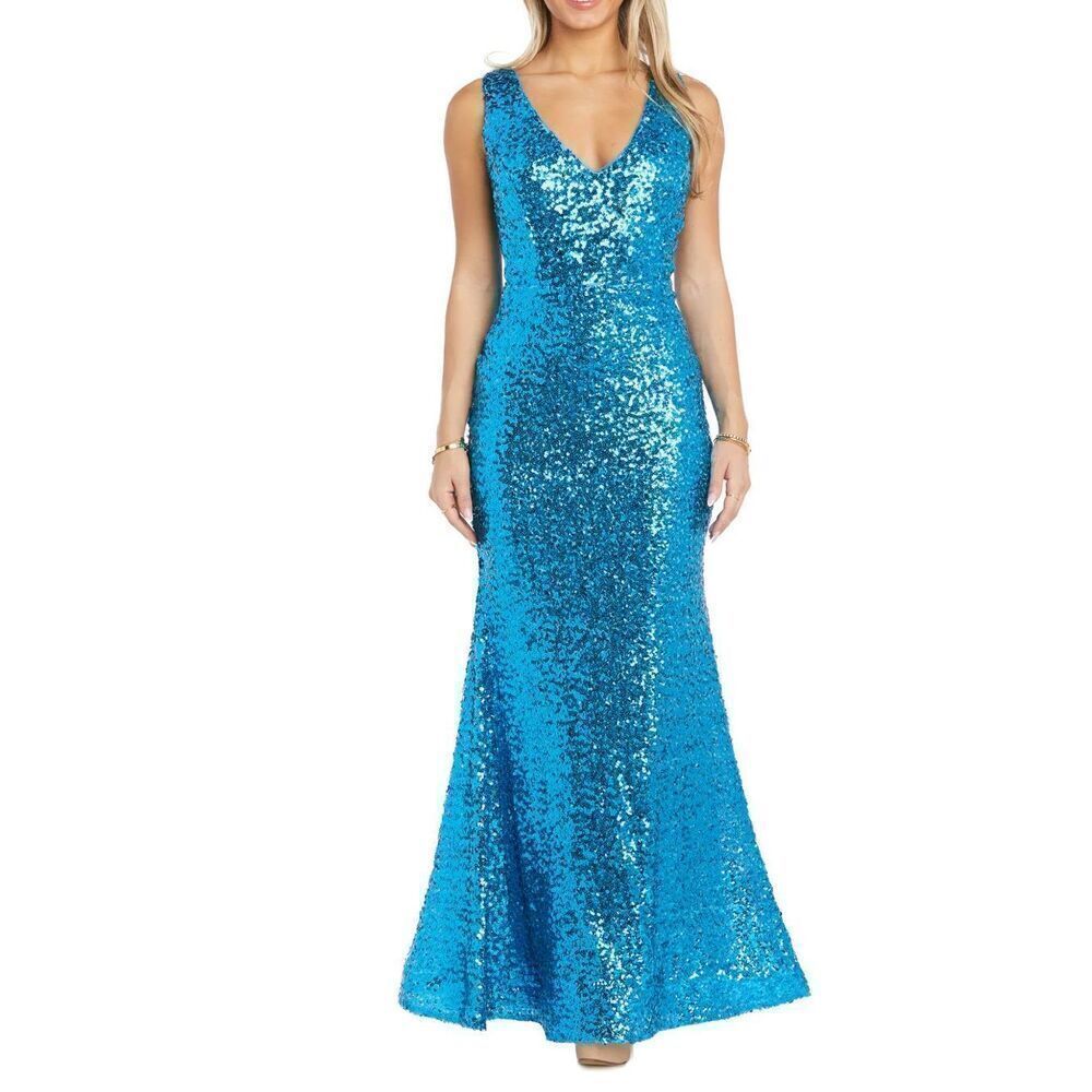Morgan & Co New Chloé Sequined Gown Dress stretch Sz 5 fit sz Small